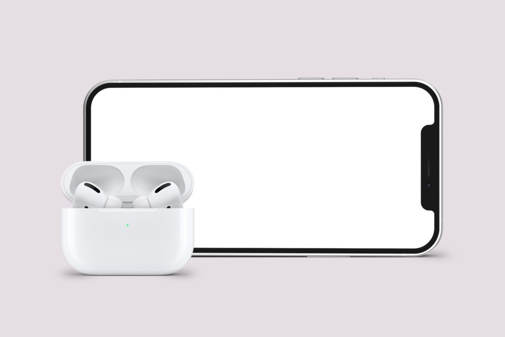 landscape iphone and airpods mockup