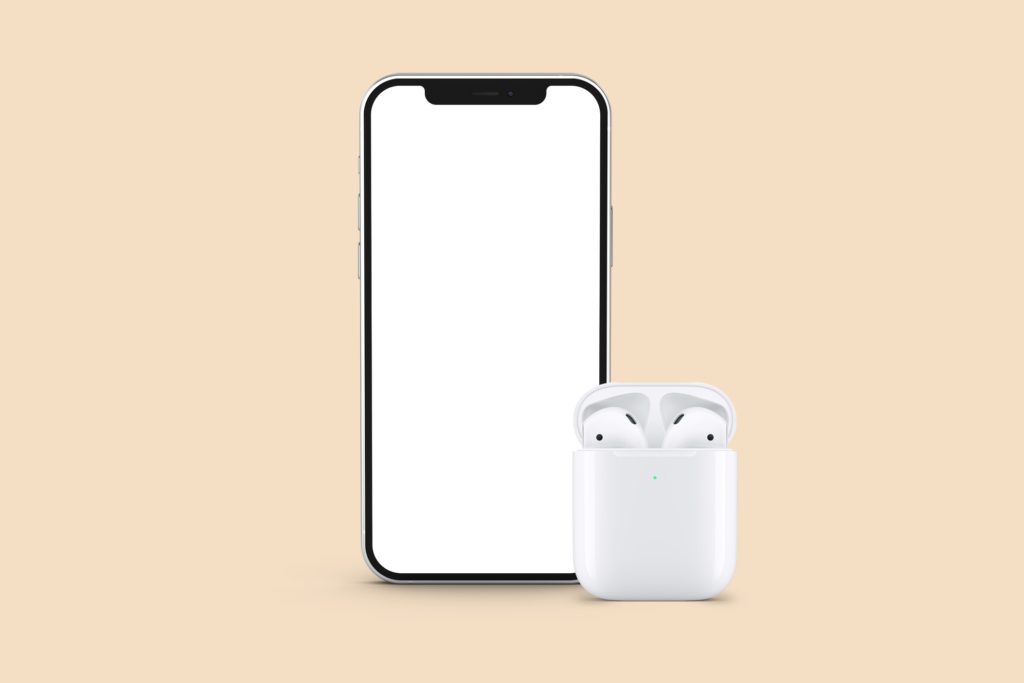 Iphone  and airpods mockup
