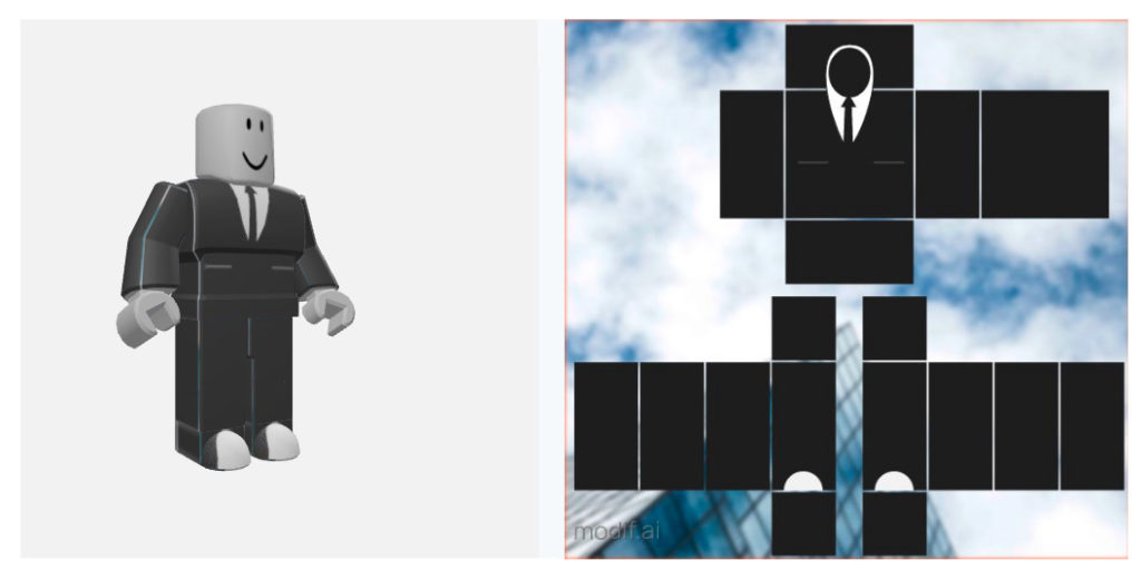 Use this avatar outfit template to create a stylish Roblox outfit. P.S. If you want to customize, please do not change the sizes. This Roblox clothing template is about business clothes. Black gallant suit.
