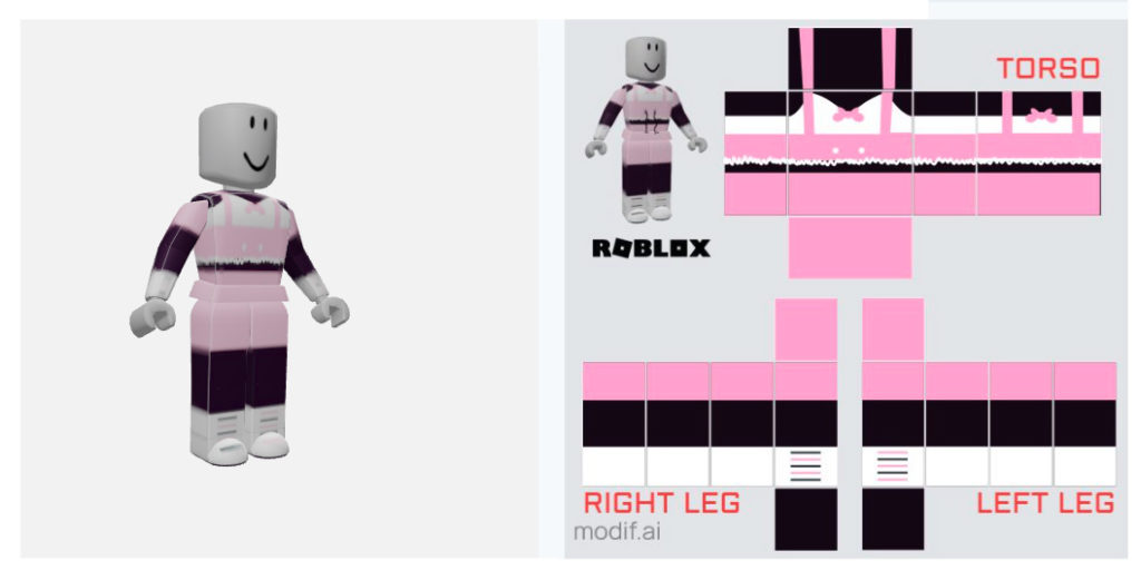 Make your Roblox avatar stand out with a unique clothing template. This is a cool pink and black Roblox clothing template.