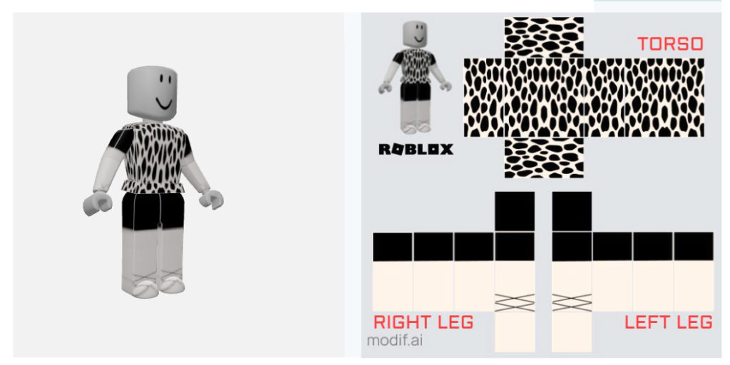 A very outstanding women's clothing template for Roblox. The black and white spotted design is stylish and bright.