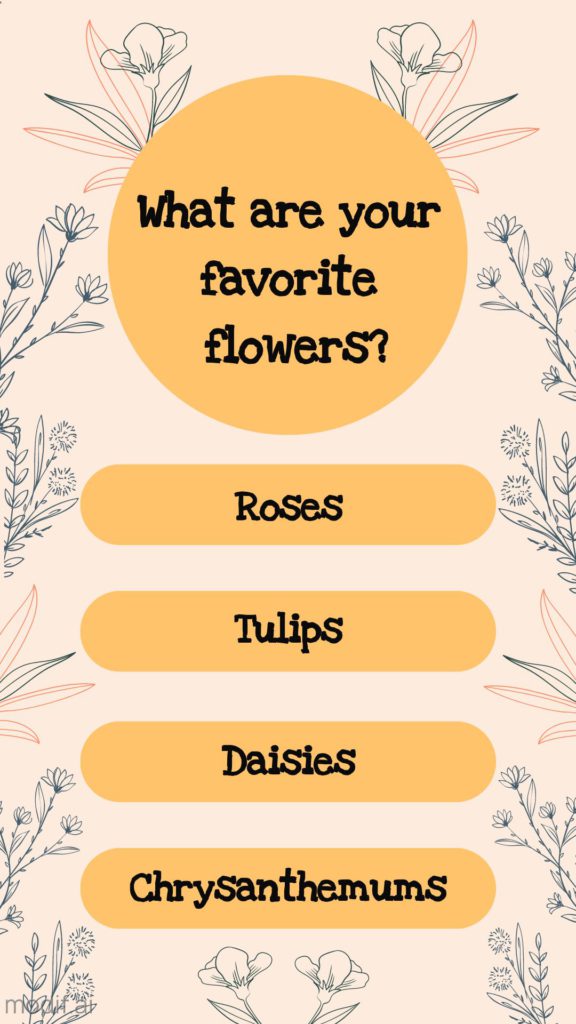 A great quick quiz Instagram story template. With a light background and floral design.