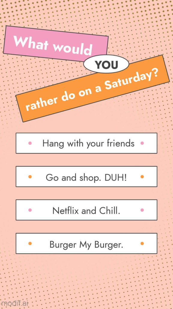 Out of ideas for an Instagram story? Use this Instagram story template. This is a Saturday themed Instagram story template with a neutral background.